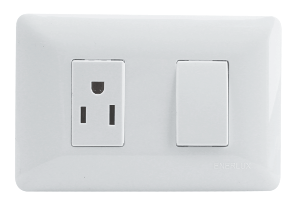 Interruptor sencillo conmutable + Tomacorriente sencilla