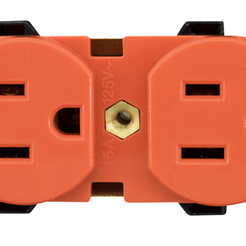 Toma-naranja.png Tomacorriente Doble Incrustar Polo Aislado Naranja 15A