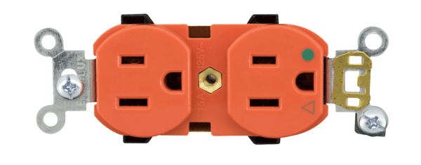 Toma-naranja.png Tomacorriente Doble Incrustar Polo Aislado Naranja 15A